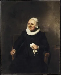 Retrato de una mujer sentada con un pañuelo